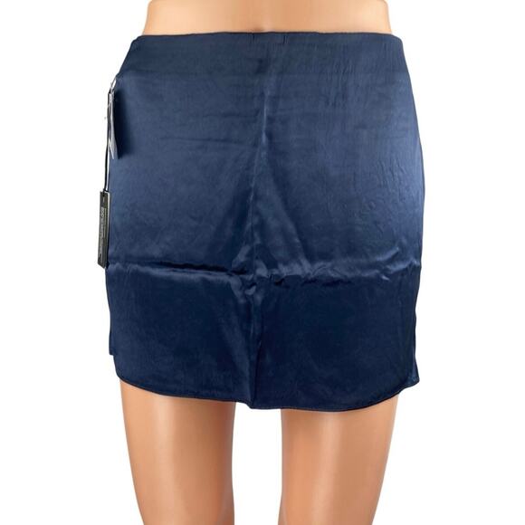 NEW Aritzia Babaton Women's Blue Silky Satin Side Zip Mini Slip Pencil Skirt 0 - Picture 1 of 5